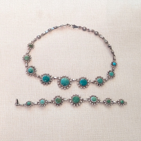 Silver and Turquoise Jewelry Set - Picture 2 of 7